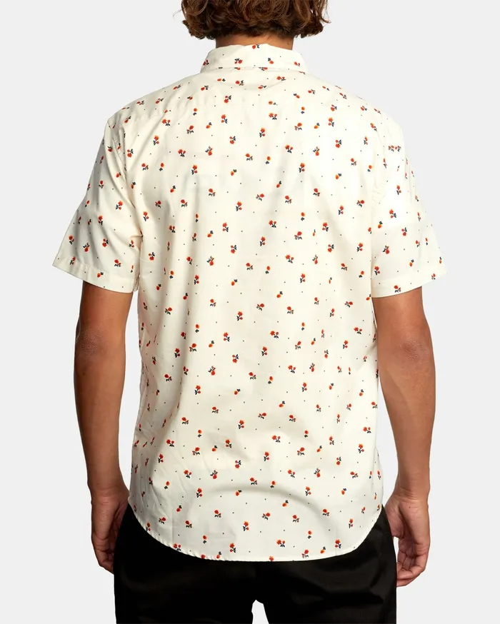 RVCA Flannels Flannels That8217Ll Do Slim Fit Short Sleeve Shirt Antique White Anw