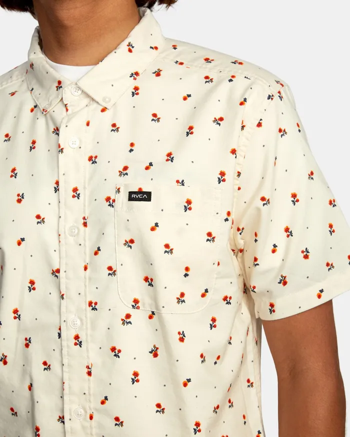 RVCA Flannels Flannels That8217Ll Do Slim Fit Short Sleeve Shirt Antique White Anw