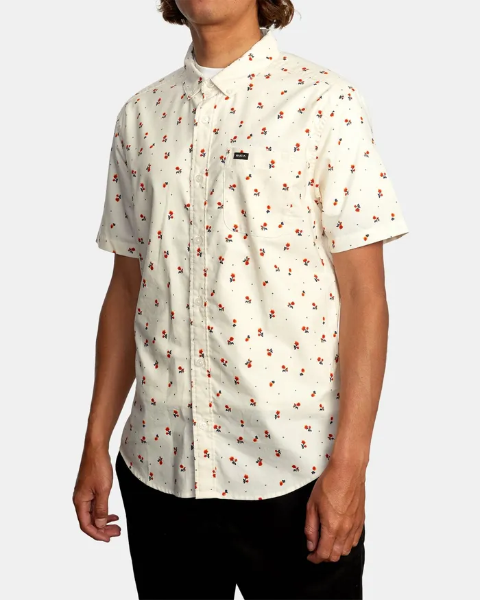 RVCA Flannels Flannels That8217Ll Do Slim Fit Short Sleeve Shirt Antique White Anw