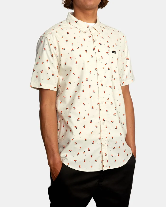 RVCA Flannels Flannels That8217Ll Do Slim Fit Short Sleeve Shirt Antique White Anw