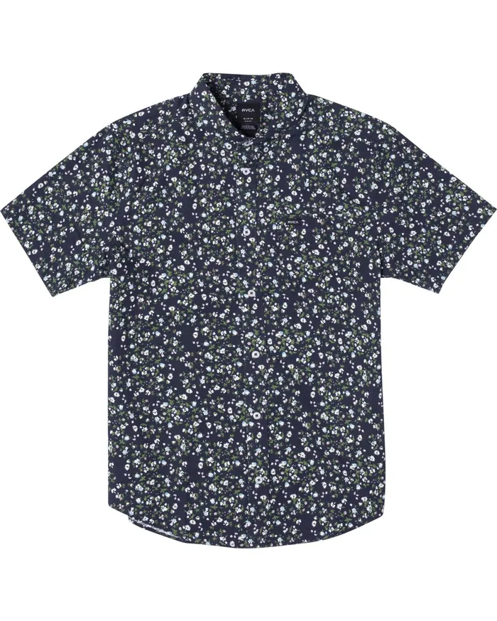 RVCA Flannels Flannels That8217Ll Do Slim Fit Short Sleeve Shirt Navy Marine Myv