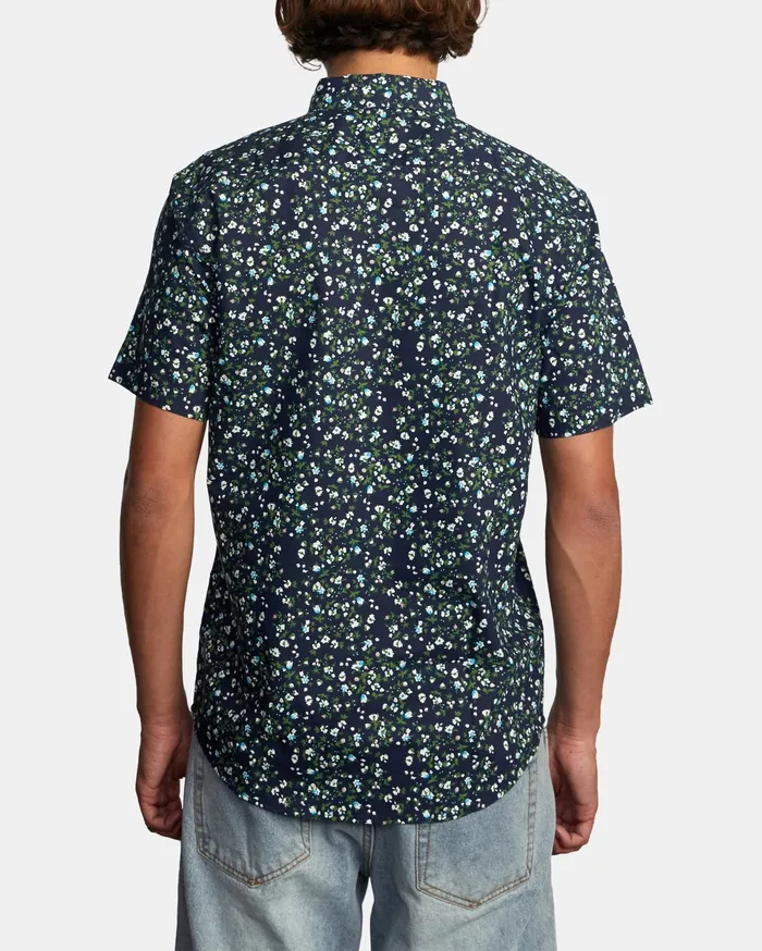 RVCA Flannels Flannels That8217Ll Do Slim Fit Short Sleeve Shirt Navy Marine Myv