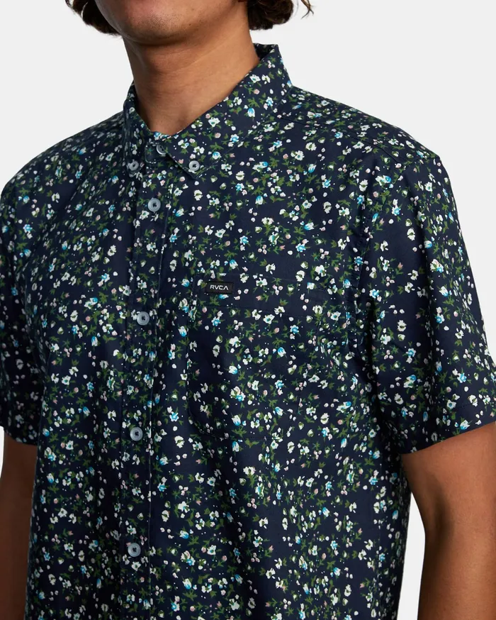 RVCA Flannels Flannels That8217Ll Do Slim Fit Short Sleeve Shirt Navy Marine Myv