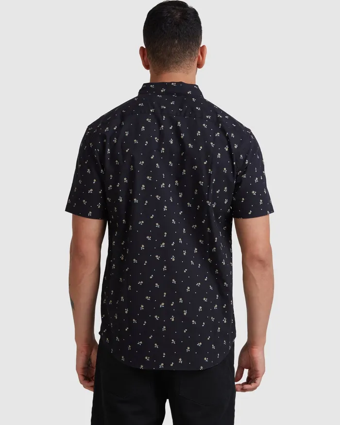 RVCA Flannels Flannels That8217Ll Do Slim Fit Short Sleeve Shirt Rvca Black Rvb