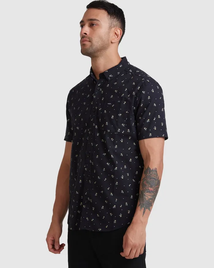 RVCA Flannels Flannels That8217Ll Do Slim Fit Short Sleeve Shirt Rvca Black Rvb