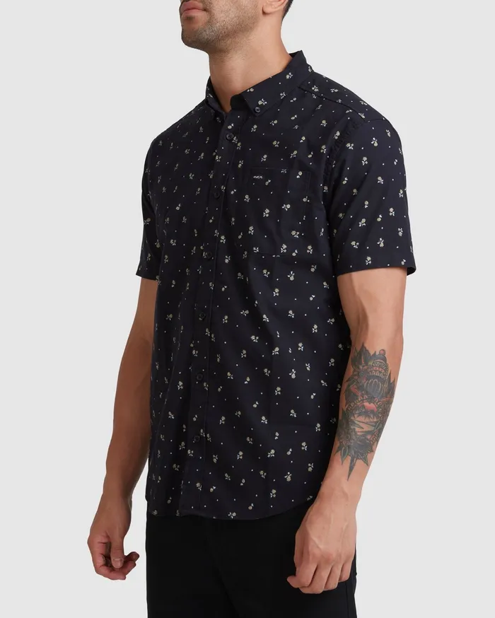RVCA Flannels Flannels That8217Ll Do Slim Fit Short Sleeve Shirt Rvca Black Rvb