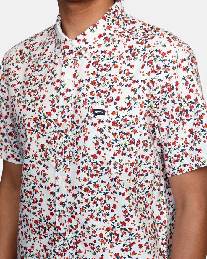 RVCA Flannels Flannels That8217Ll Do Slim Fit Short Sleeve Shirt White Wht