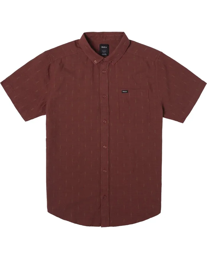 RVCA Flannels Flannels Thatll Do Dobby Short Sleeve Shirt Warm Red Wmr