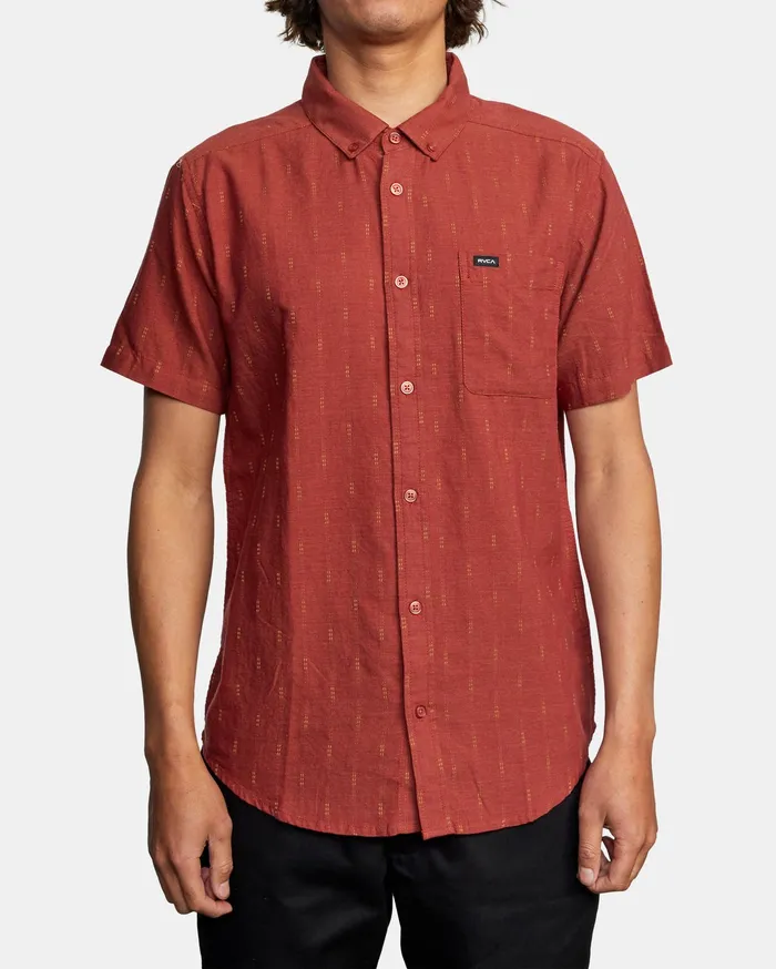 RVCA Flannels Flannels Thatll Do Dobby Short Sleeve Shirt Warm Red Wmr