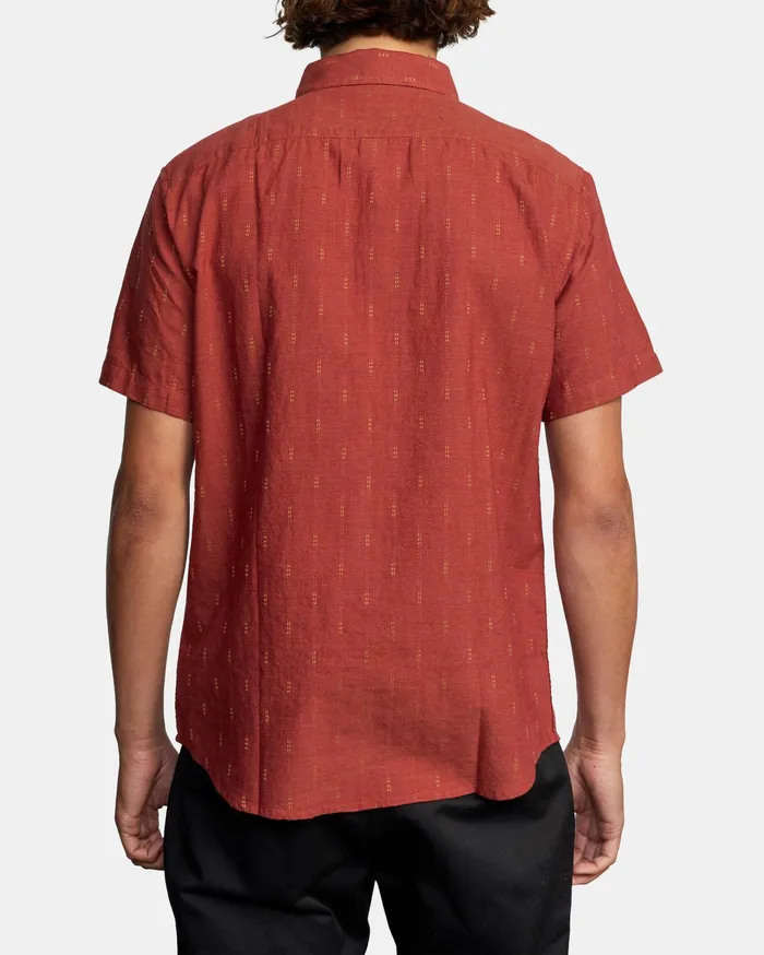 RVCA Flannels Flannels Thatll Do Dobby Short Sleeve Shirt Warm Red Wmr