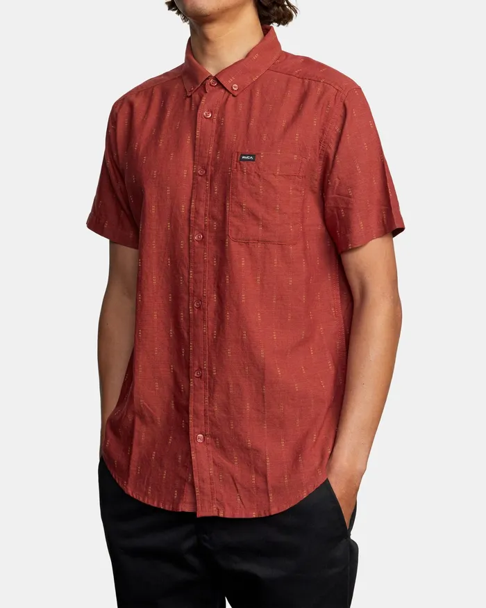 RVCA Flannels Flannels Thatll Do Dobby Short Sleeve Shirt Warm Red Wmr