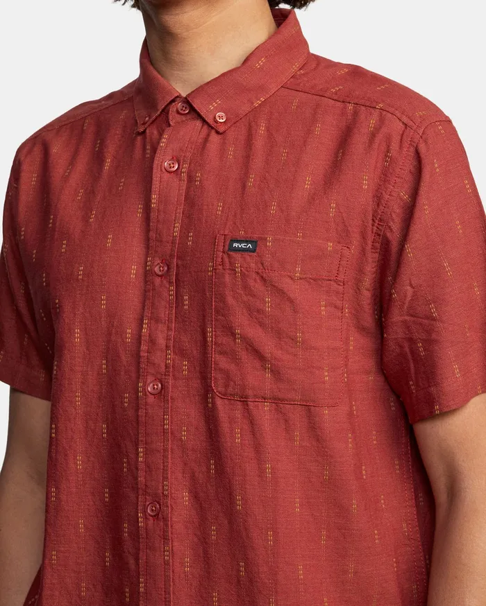 RVCA Flannels Flannels Thatll Do Dobby Short Sleeve Shirt Warm Red Wmr