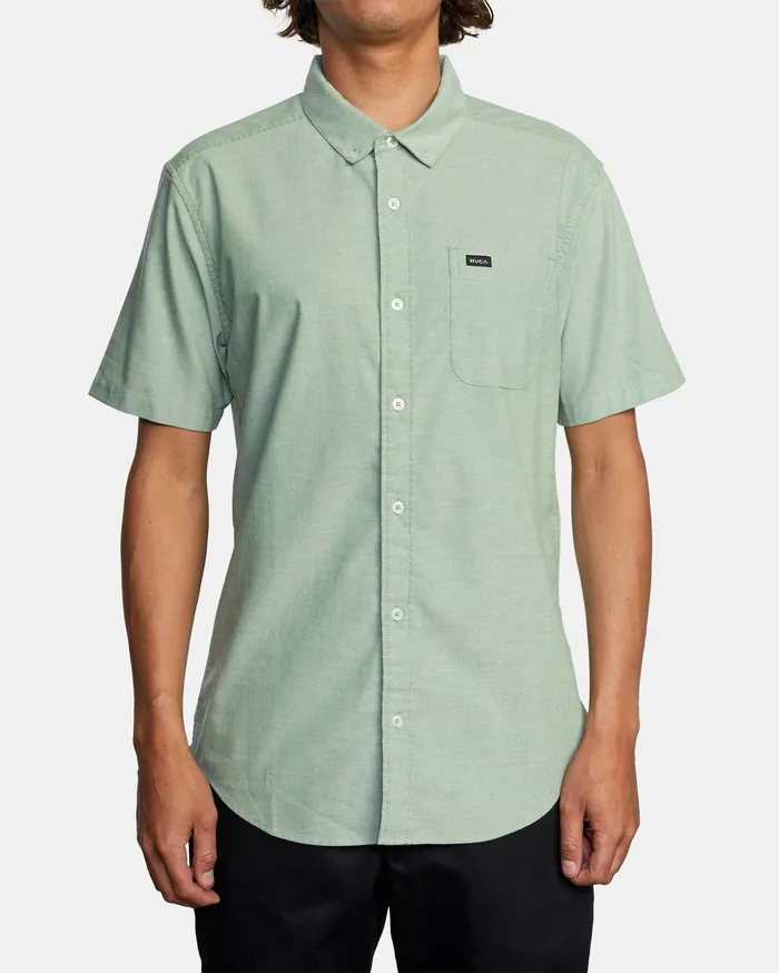 RVCA Flannels Flannels Thatll Do Stretch Short Sleeve Shirt Kelly Green Kgr