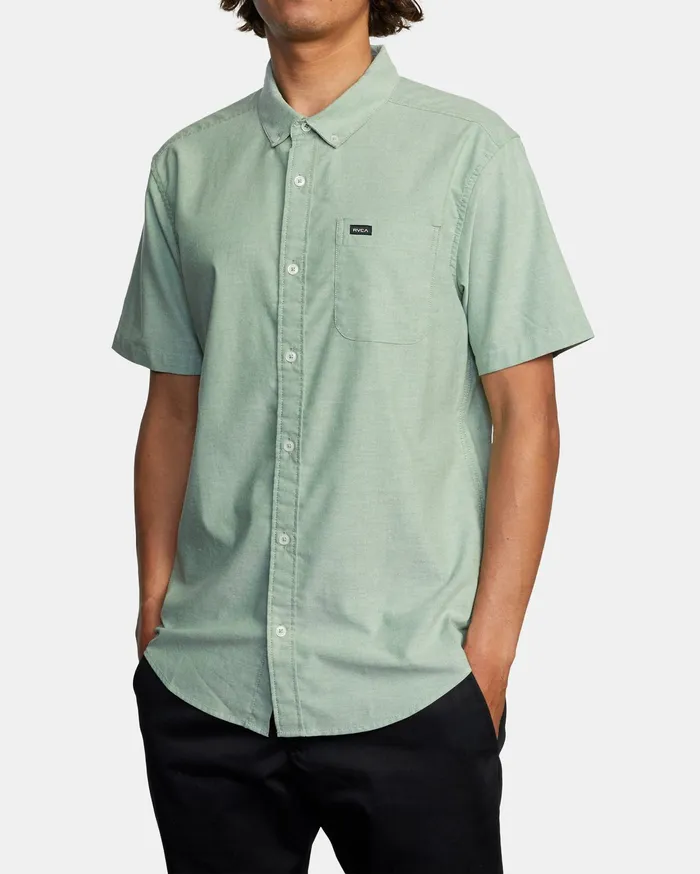 RVCA Flannels Flannels Thatll Do Stretch Short Sleeve Shirt Kelly Green Kgr