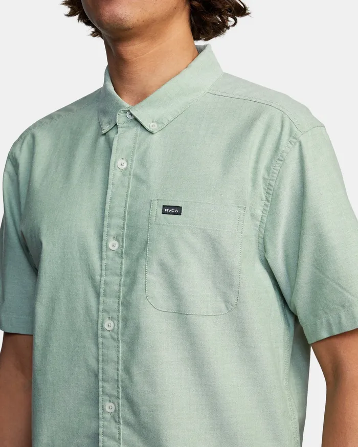RVCA Flannels Flannels Thatll Do Stretch Short Sleeve Shirt Kelly Green Kgr