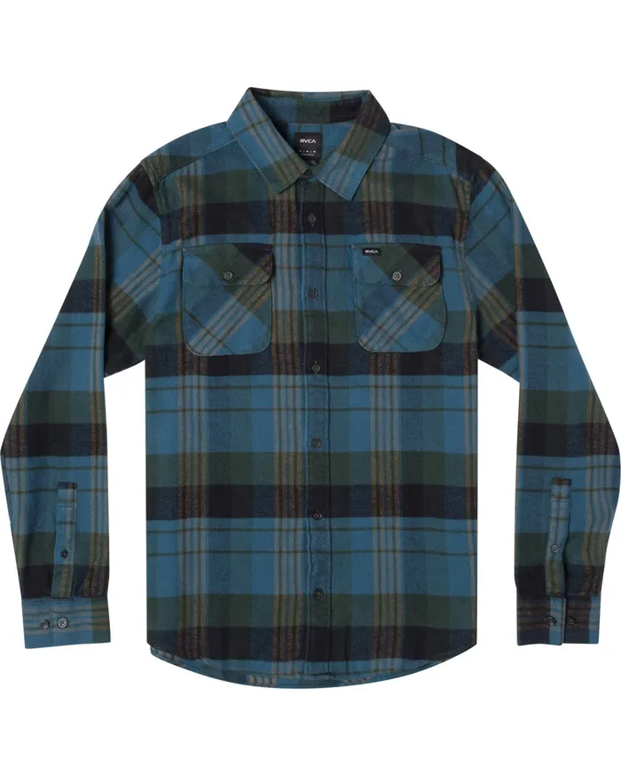 RVCA Flannels Flannels Thatll Work Flannel Long Sleeve Shirt Hunter Green Dgn