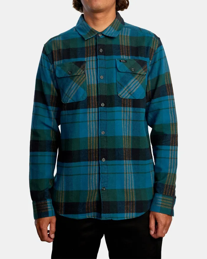 RVCA Flannels Flannels Thatll Work Flannel Long Sleeve Shirt Hunter Green Dgn