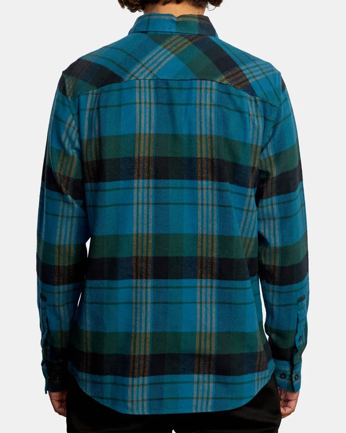 RVCA Flannels Flannels Thatll Work Flannel Long Sleeve Shirt Hunter Green Dgn