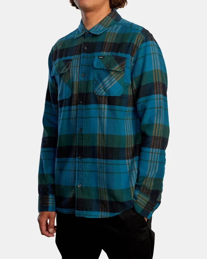 RVCA Flannels Flannels Thatll Work Flannel Long Sleeve Shirt Hunter Green Dgn