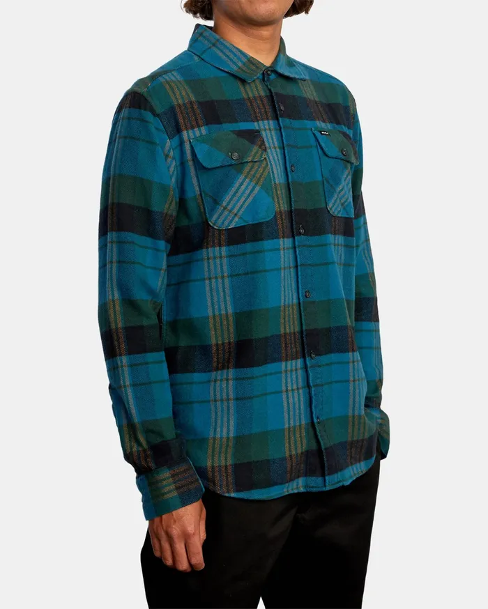 RVCA Flannels Flannels Thatll Work Flannel Long Sleeve Shirt Hunter Green Dgn
