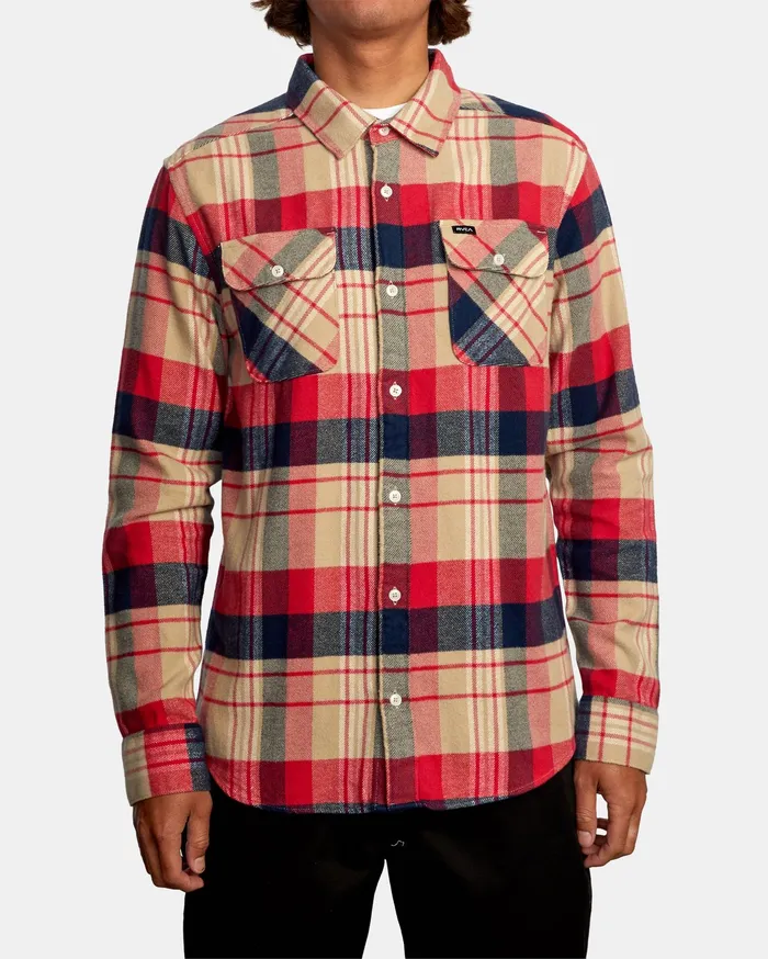 RVCA Flannels Flannels Thatll Work Flannel Long Sleeve Shirt Khaki Kha