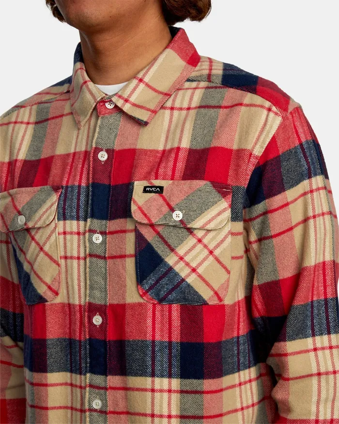 RVCA Flannels Flannels Thatll Work Flannel Long Sleeve Shirt Khaki Kha