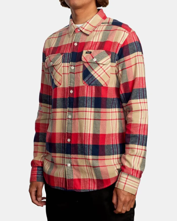 RVCA Flannels Flannels Thatll Work Flannel Long Sleeve Shirt Khaki Kha