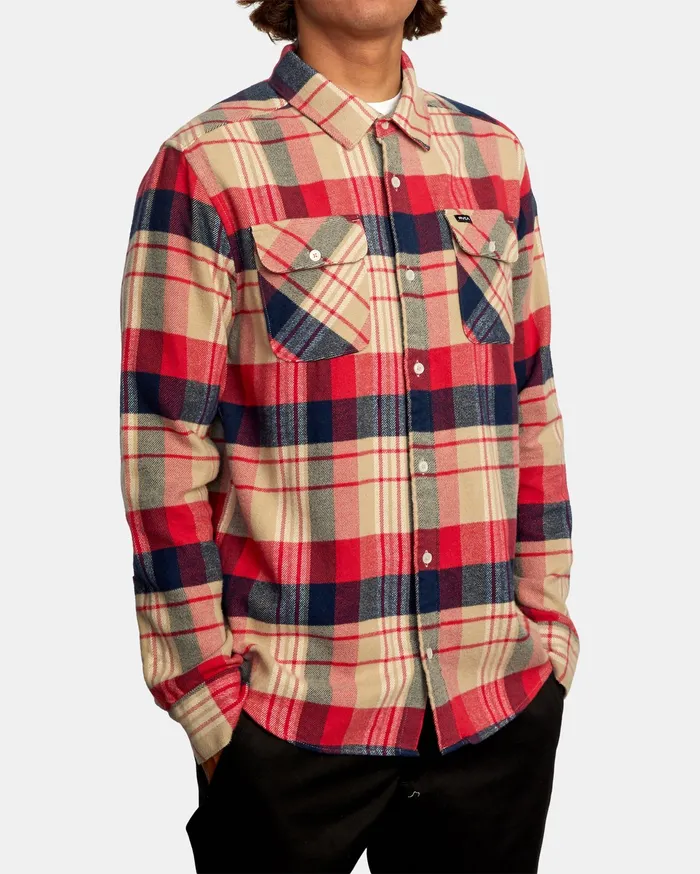 RVCA Flannels Flannels Thatll Work Flannel Long Sleeve Shirt Khaki Kha
