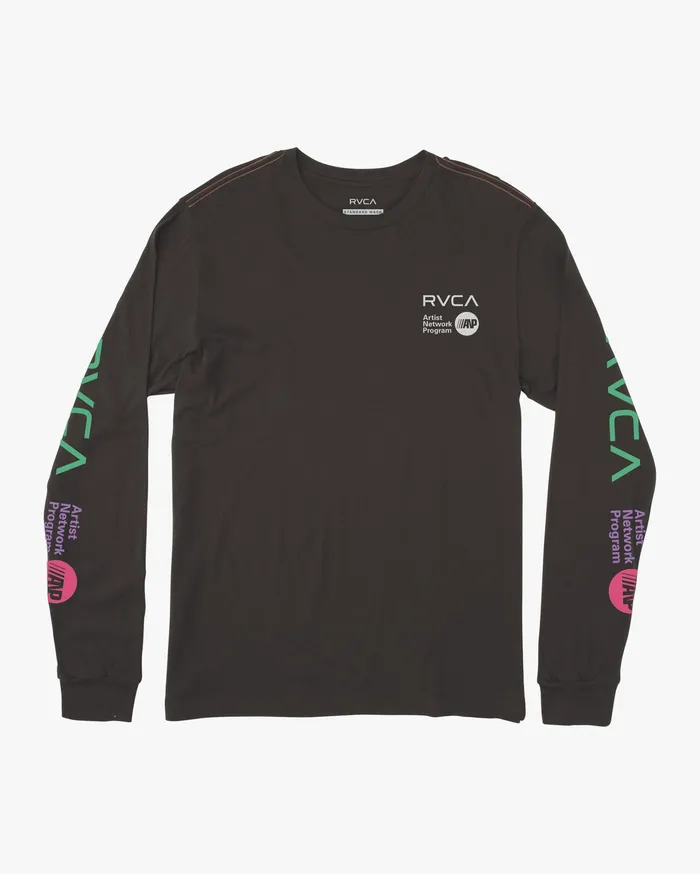 RVCA Mens Artist Tees Anp Long Sleeve Tee Pirate Black Ptk