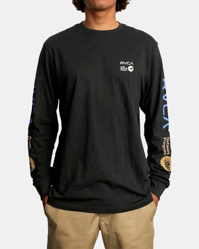 RVCA Mens Artist Tees Anp Long Sleeve Tee Pirate Black Ptk