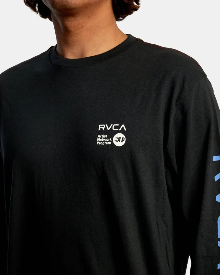 RVCA Mens Artist Tees Anp Long Sleeve Tee Pirate Black Ptk