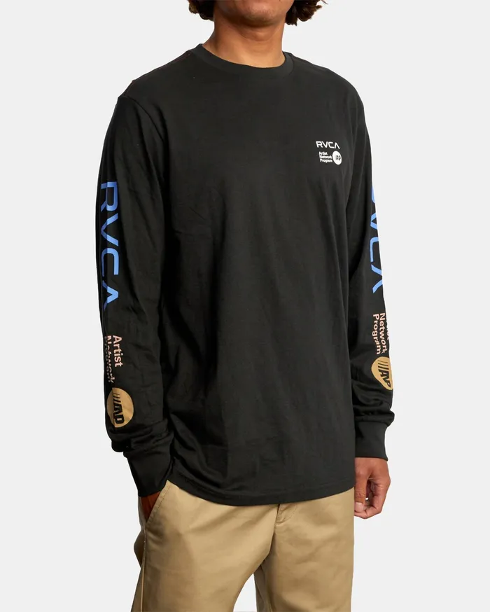 RVCA Mens Artist Tees Anp Long Sleeve Tee Pirate Black Ptk