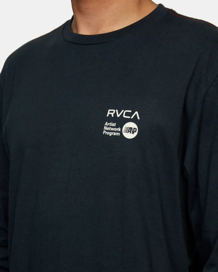 RVCA Mens Artist Tees Anp Long Sleeve Tee Pirate Black Ptk