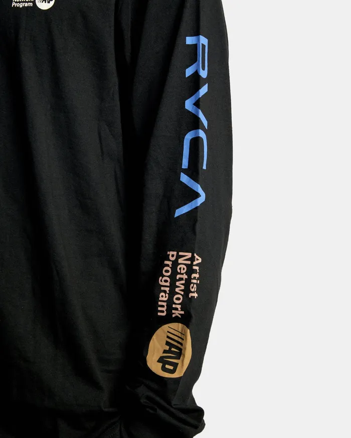 RVCA Mens Artist Tees Anp Long Sleeve Tee Pirate Black Ptk