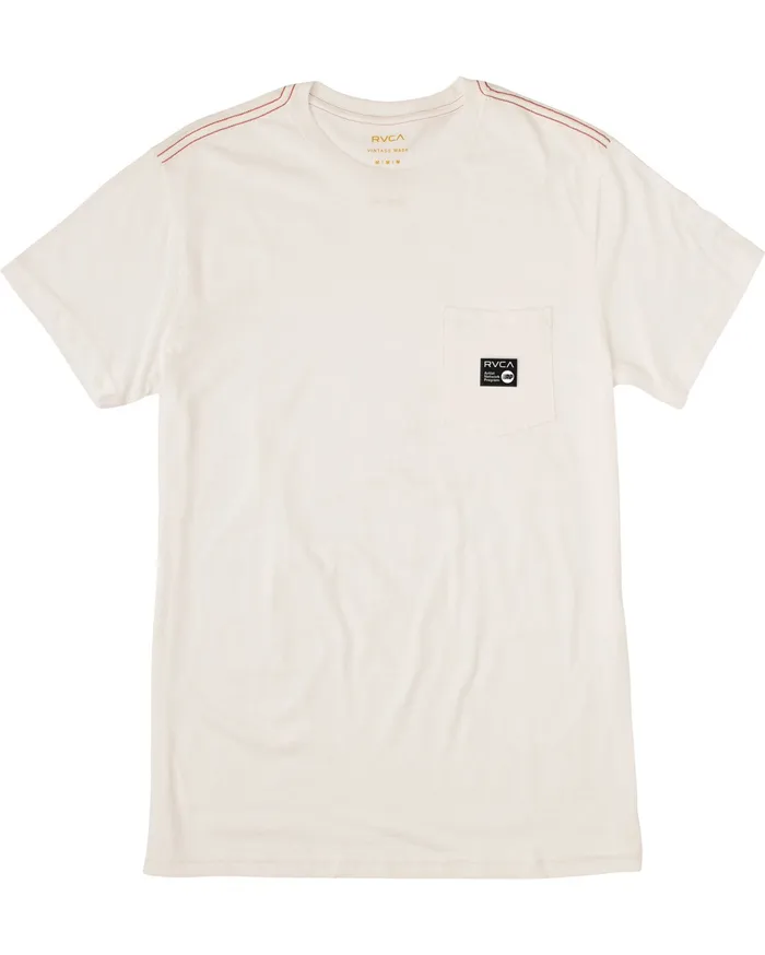 RVCA Mens Artist Tees Anp Short Sleeve Pocket Tee Antique White Anw