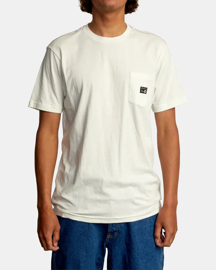 RVCA Mens Artist Tees Anp Short Sleeve Pocket Tee Antique White Anw
