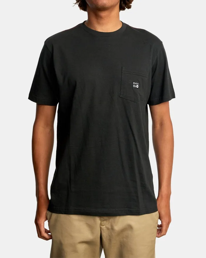 RVCA Mens Artist Tees Anp Short Sleeve Pocket Tee Pirate Black Ptk