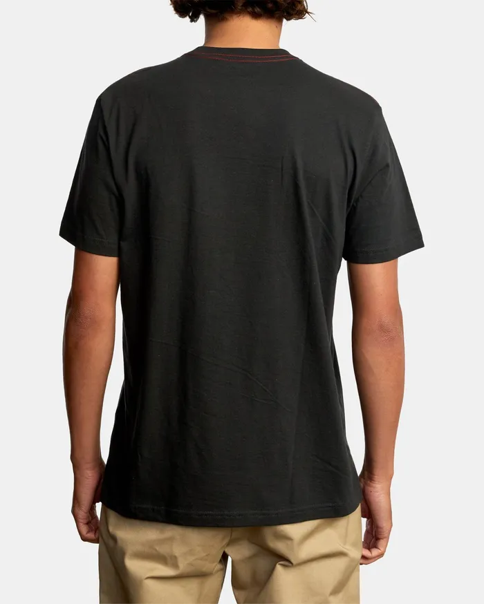 RVCA Mens Artist Tees Anp Short Sleeve Pocket Tee Pirate Black Ptk