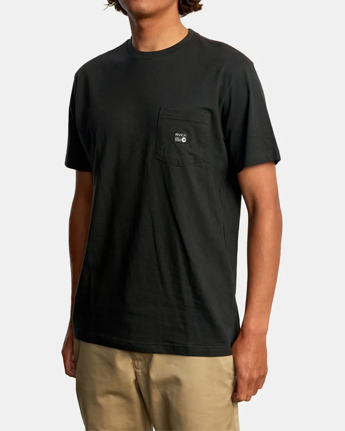 RVCA Mens Artist Tees Anp Short Sleeve Pocket Tee Pirate Black Ptk