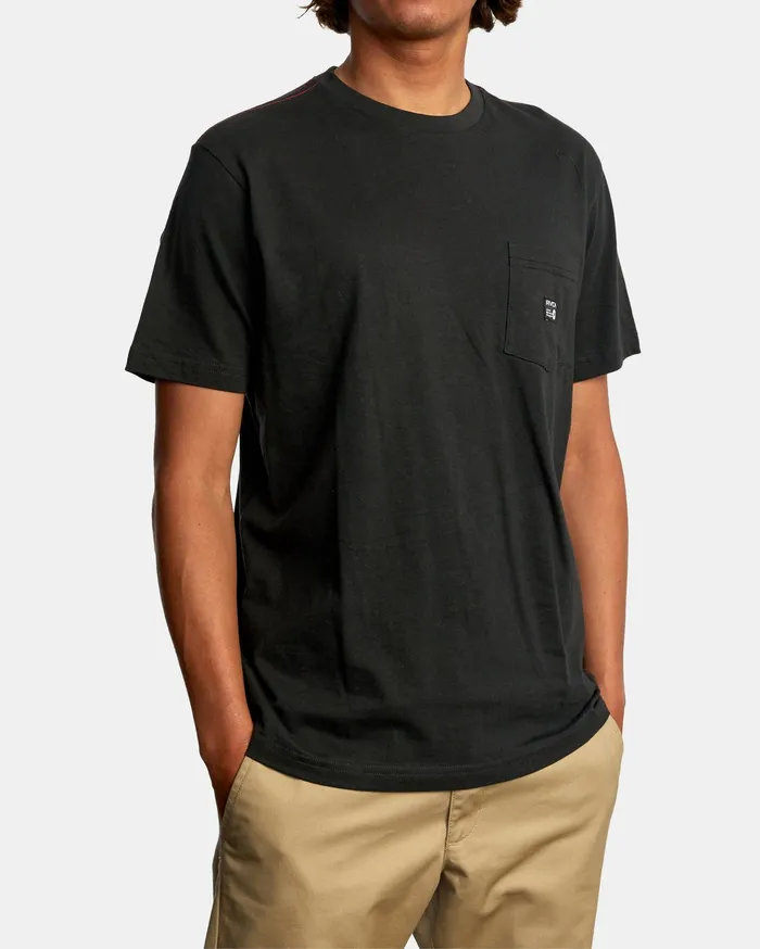 RVCA Mens Artist Tees Anp Short Sleeve Pocket Tee Pirate Black Ptk