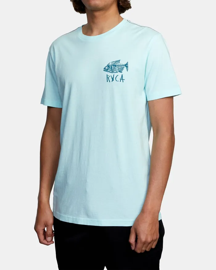 RVCA Mens Artist Tees Ben Horton Dead See Short Sleeve Tee Ice Blue Icb