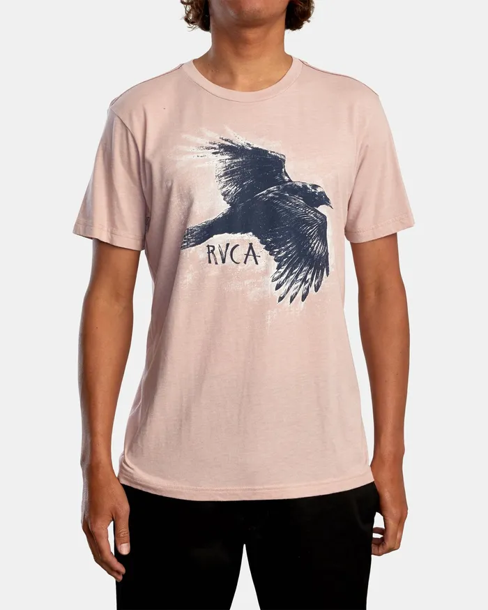 RVCA Mens Artist Tees Ben Horton Raven Short Sleeve Tee Pale Mauve Pal