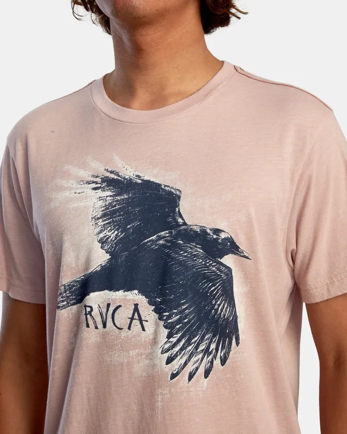 RVCA Mens Artist Tees Ben Horton Raven Short Sleeve Tee Pale Mauve Pal