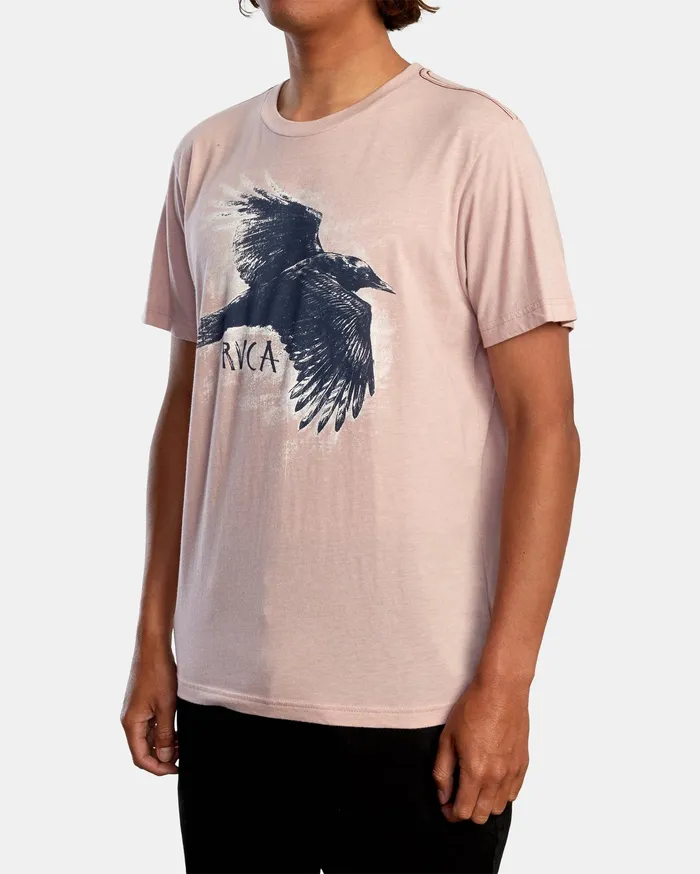 RVCA Mens Artist Tees Ben Horton Raven Short Sleeve Tee Pale Mauve Pal