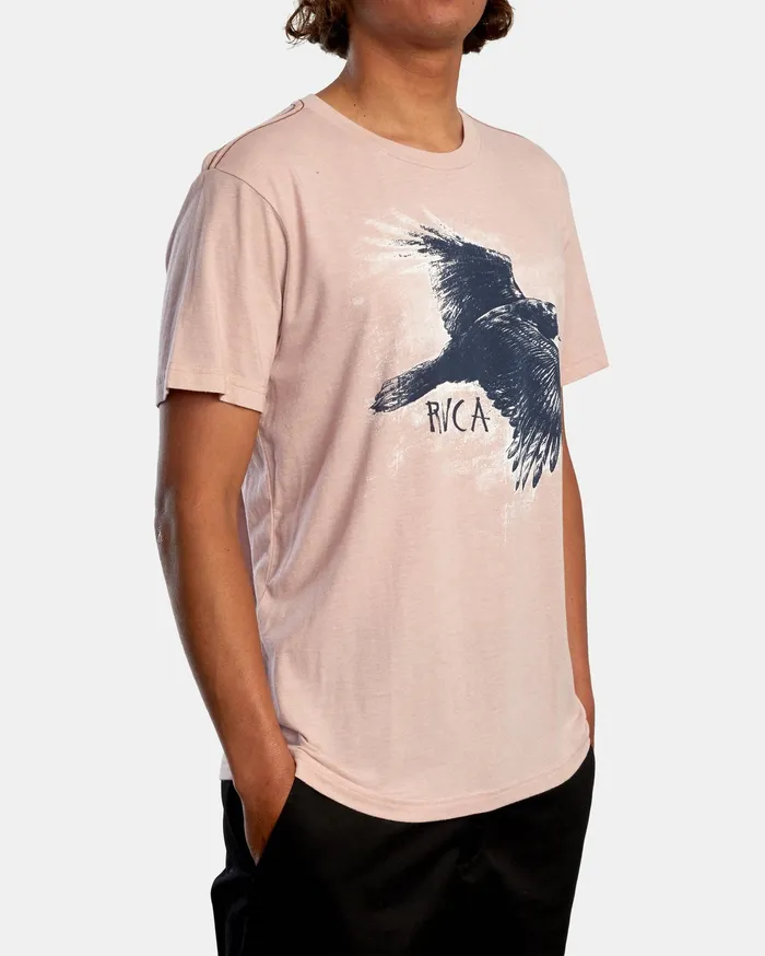RVCA Mens Artist Tees Ben Horton Raven Short Sleeve Tee Pale Mauve Pal