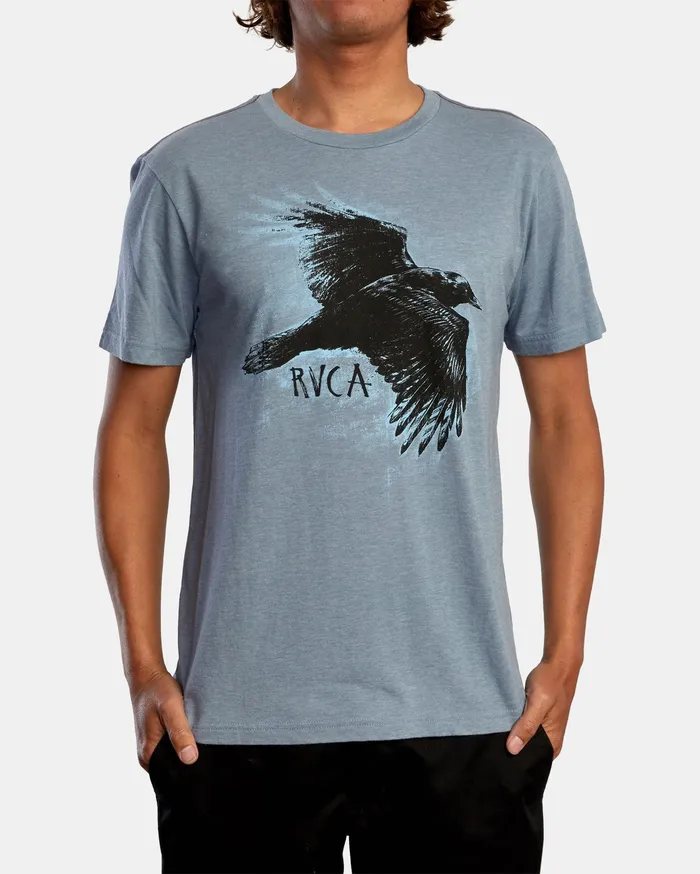 RVCA Mens Artist Tees Ben Horton Raven Short Sleeve Tee Slate Slt