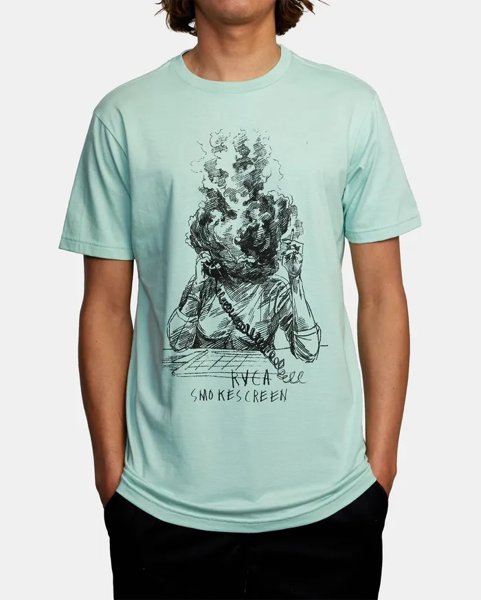 RVCA Mens Artist Tees Ben Horton Smokescreen Short Sleeve Tee Dirty Mint Ges0