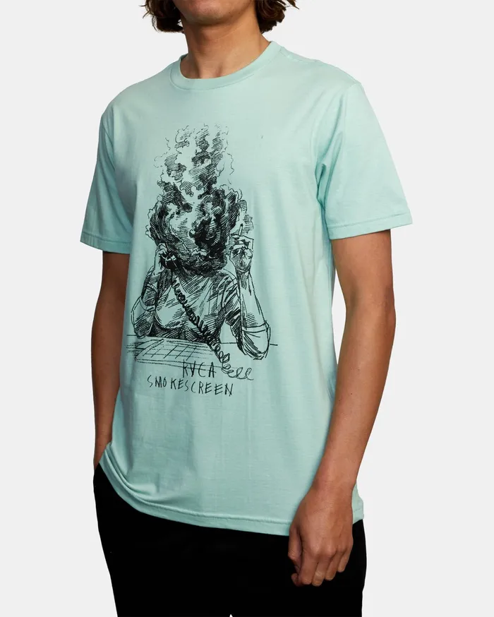 RVCA Mens Artist Tees Ben Horton Smokescreen Short Sleeve Tee Dirty Mint Ges0