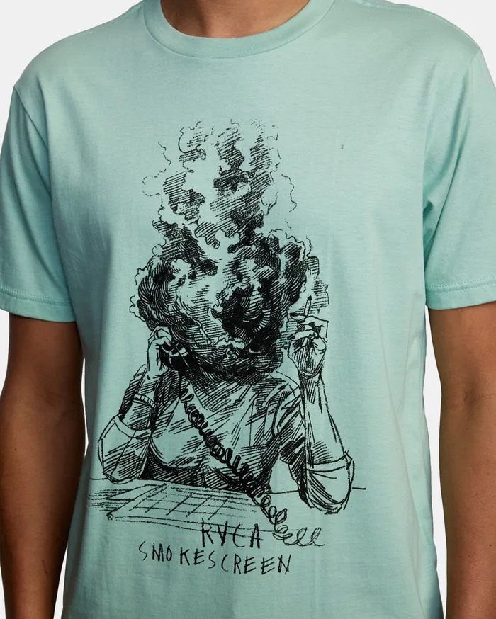 RVCA Mens Artist Tees Ben Horton Smokescreen Short Sleeve Tee Dirty Mint Ges0