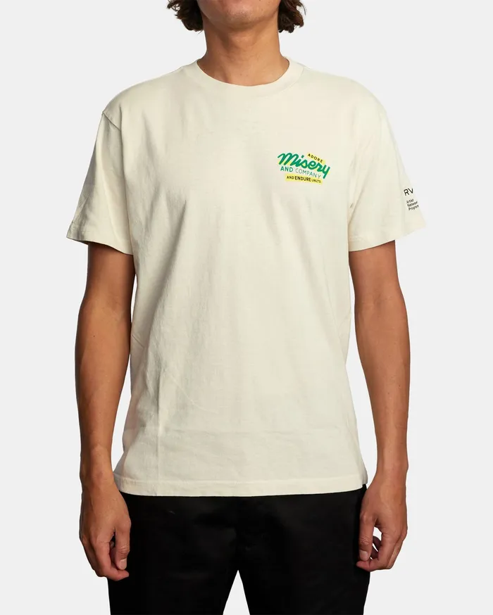 RVCA Mens Artist Tees Espo Chase Short Sleeve Tee Silver Bleach Slb